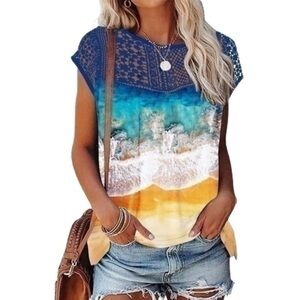 Women’s Cap Sleeve Lace Knit Top - Size XL - NWOT